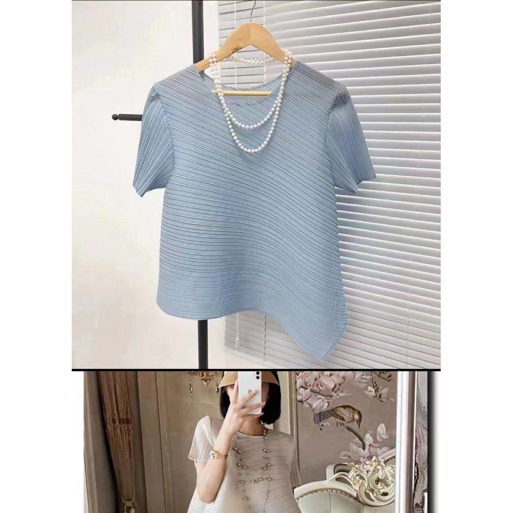 Áo Thun Tay Lỡ Màu Trơn Dáng Rộng Hở Bụng Thời Trang Mùa Hè Cho Nữ