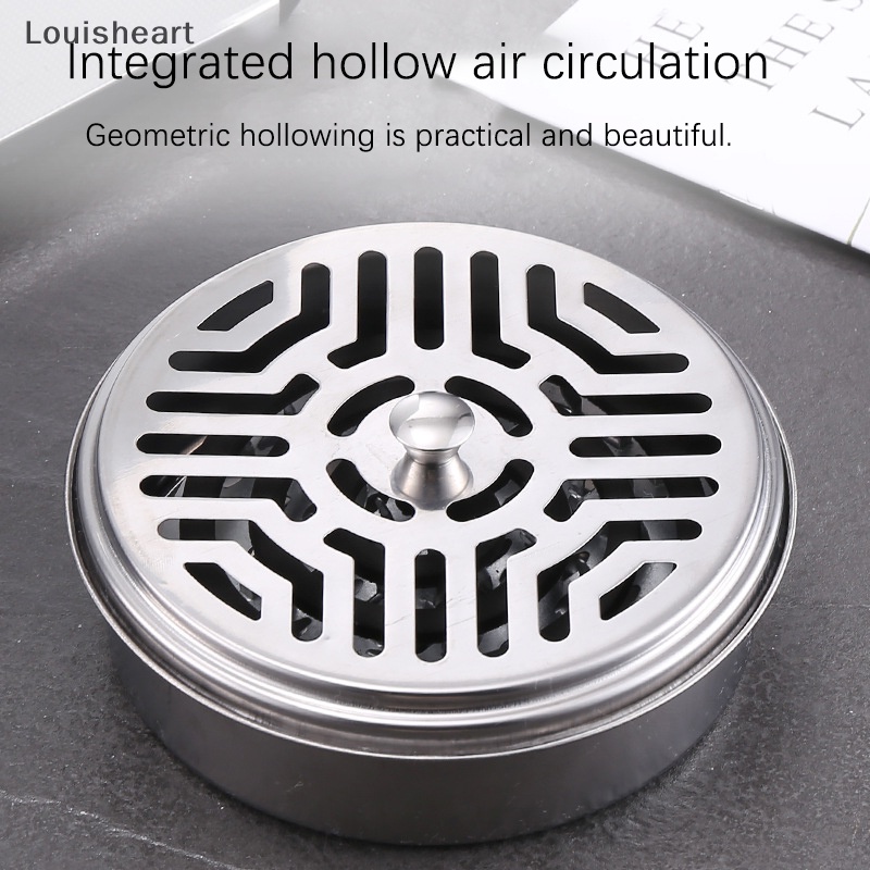Louisheart Khay Đựng Nhang Muỗi Hình Tròn Bằng Thép Không Gỉ Kèm Nắp Đậy Tiện Dụng Cho Gia Đình