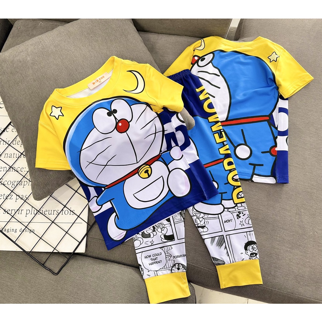 22 đến 40kg Bộ bé trai áo tay ngắn quần dài vải thun lạnh Jenniekids J585