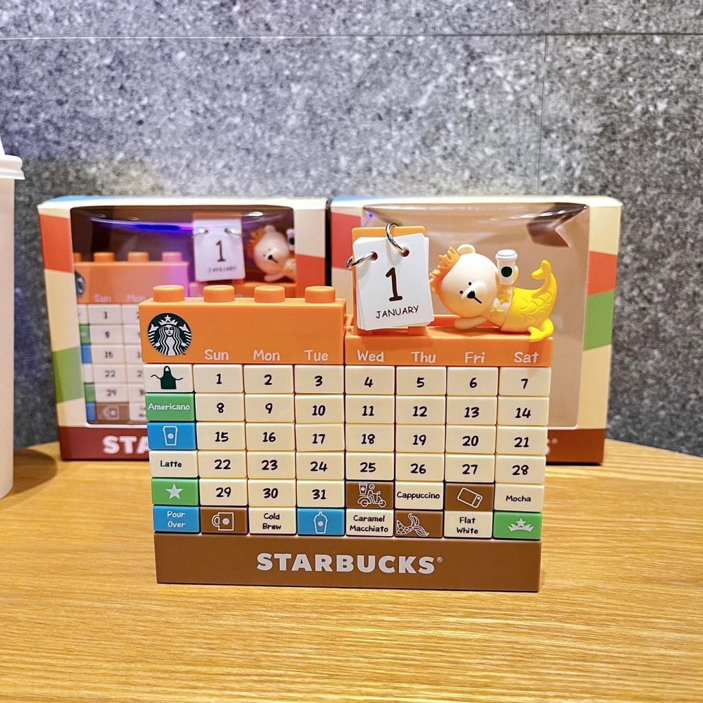Starbucks Lịch Để Bàn Đa Năng Họa Tiết Hoạt Hình Dễ Thương