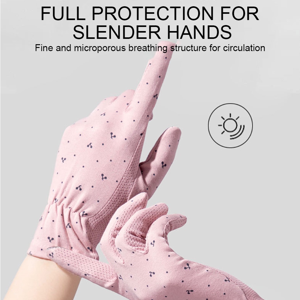 Găng Tay Chống Nắng Bằng cotton Co Giãn Cao Thoáng Khí Thoải Mái Có Thể Chạm Màn Hình Cảm Ứng Chống Tia uv Khi Lái Xe Cho