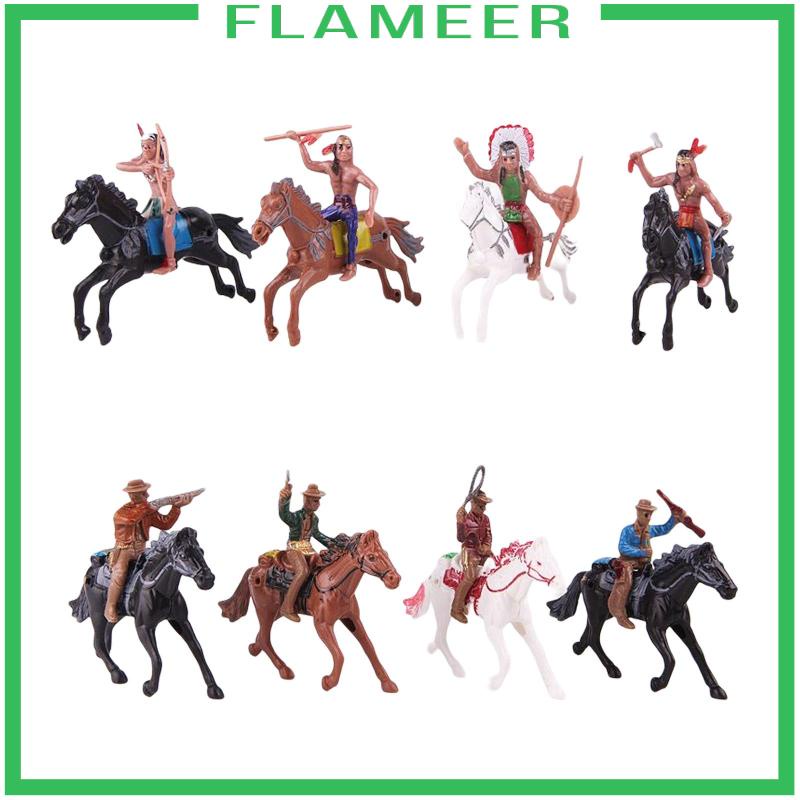 Bộ 8 Mô Hình Cao Bồi Cưỡi Ngựa Phong Cách Phương Tây Cho Bé