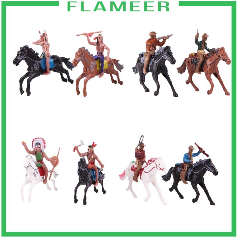 Bộ 8 Mô Hình Cao Bồi Cưỡi Ngựa Phong Cách Phương Tây Cho Bé