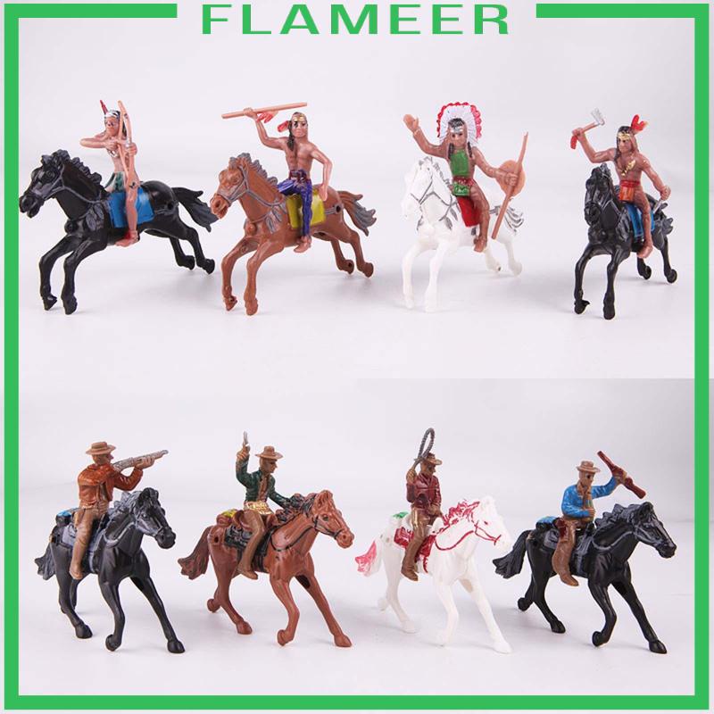 Bộ 8 Mô Hình Cao Bồi Cưỡi Ngựa Phong Cách Phương Tây Cho Bé