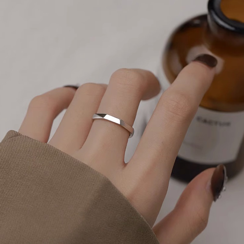 We flower Nhẫn Hở Mạ Bạc Họa Tiết Hình Học Thời Trang Cho Nữ