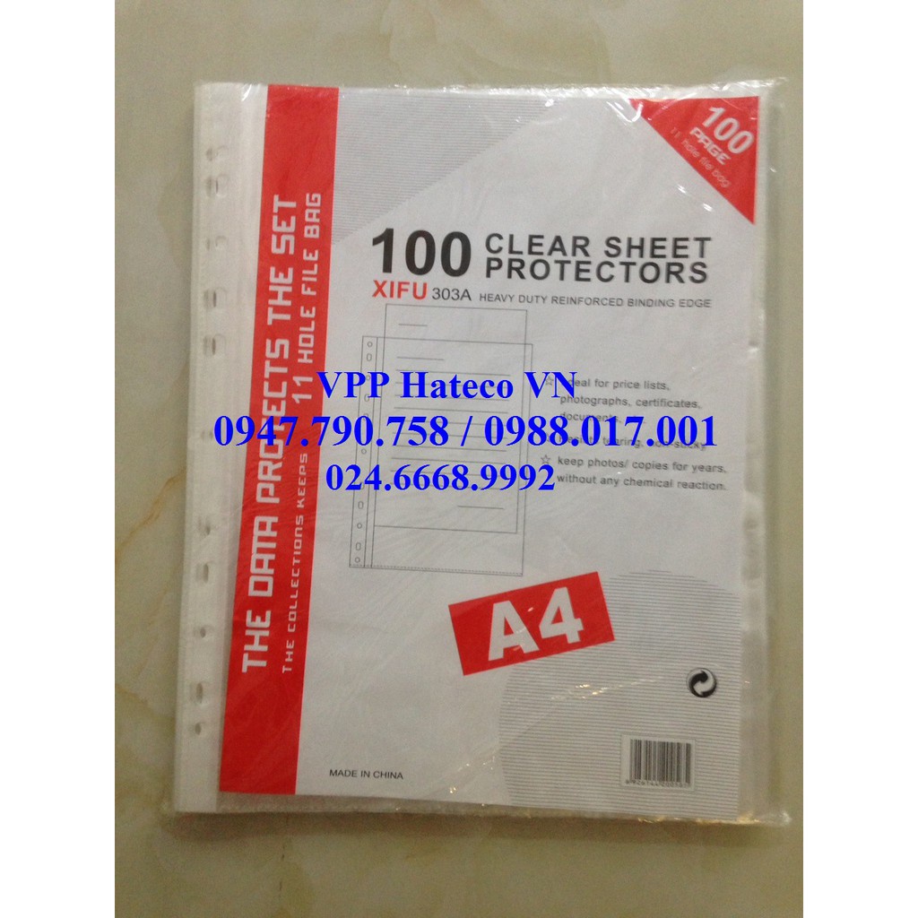 Sơ mi lỗ A4 Xifu đỏ 303A - túi đục lỗ - bìa lỗ - SMLM (Combo 100 chiếc)