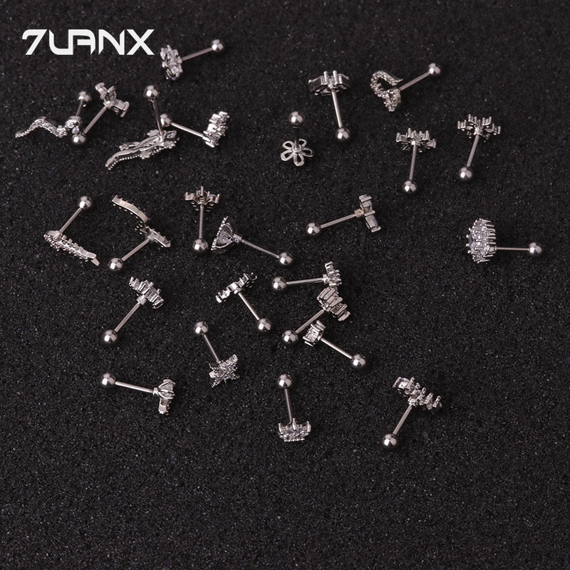 1 Khuyên Tai 20gauge Bằng Thép Không Gỉ Hình Hoa Tuyết / Ngôi Sao / Trái Tim