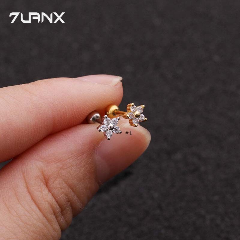 1 Khuyên Tai 20gauge Bằng Thép Không Gỉ Hình Hoa Tuyết / Ngôi Sao / Trái Tim