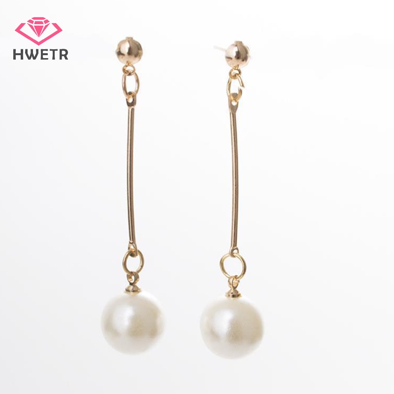 1 Đôi Bông Tai Ngọc Trai Giả Dáng Dài Thời Trang Hàn Quốc Mới