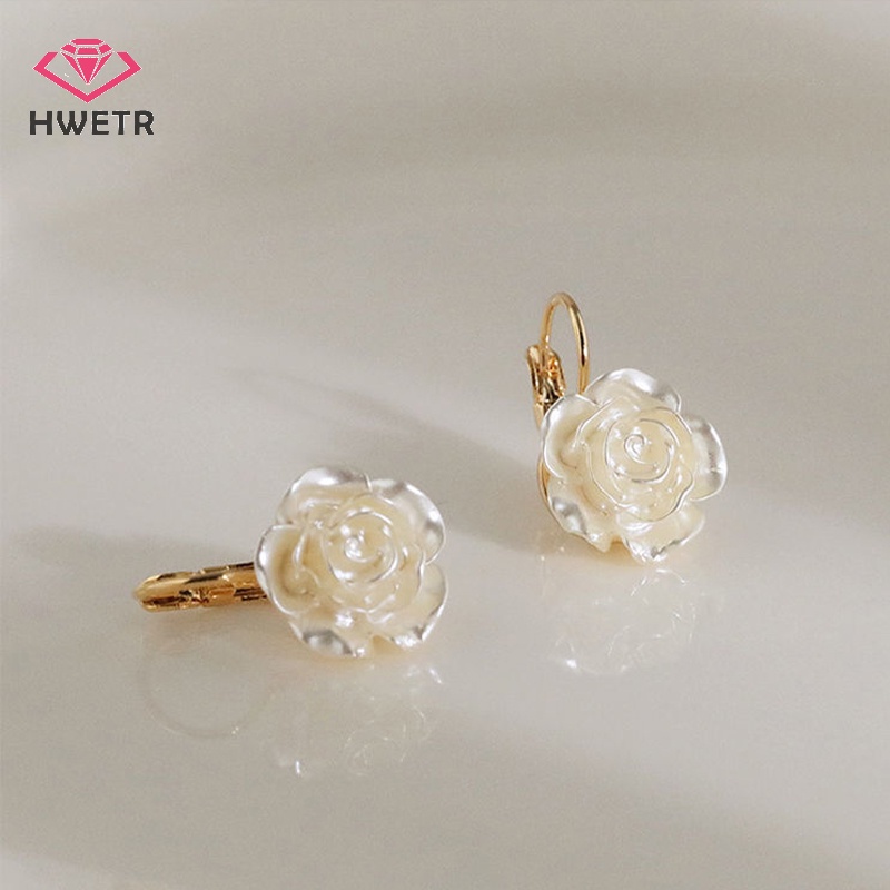 Hwetr Hoa Tai Hình Hoa Trà Đính Ngọc Trai Trang Nhã Cho Nữ Mới