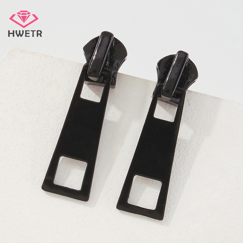 Đôi Khuyên Tai Hình Học Khóa Kéo Thời Trang Cá Tính Dành Cho Nữ Mới