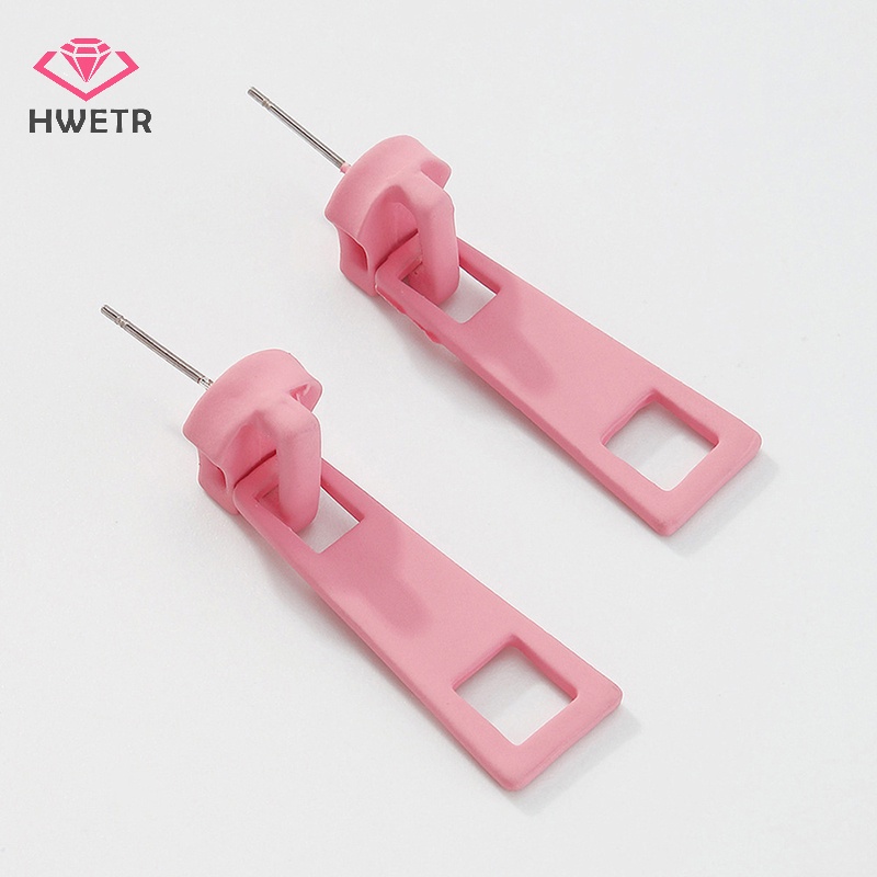 Đôi Khuyên Tai Hình Học Khóa Kéo Thời Trang Cá Tính Dành Cho Nữ Mới