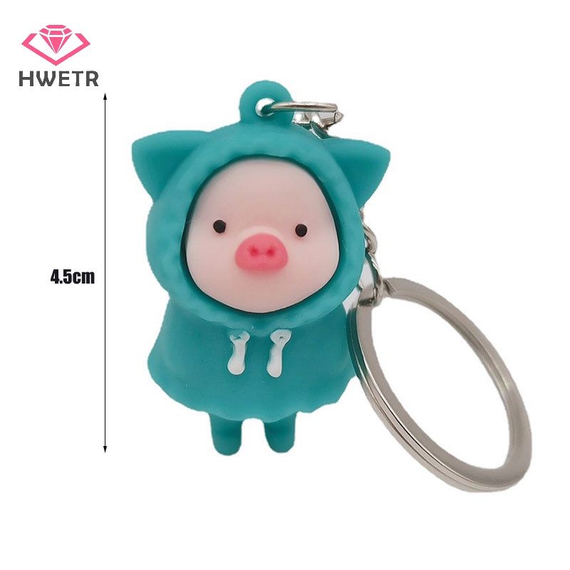 Móc Khóa Hình Heo Con Mặc Áo Mưa Xinh Xắn Mới