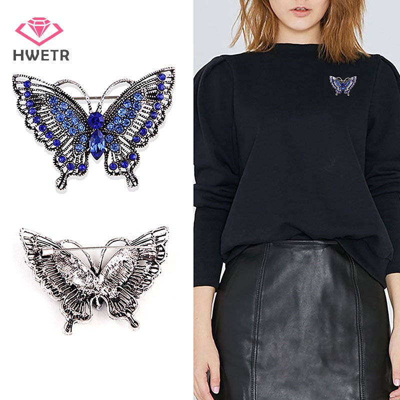 Ghim Cài Áo Hình Bướm Đính Đá Phong Cách vintage Thời Trang Cho Nữ Mới