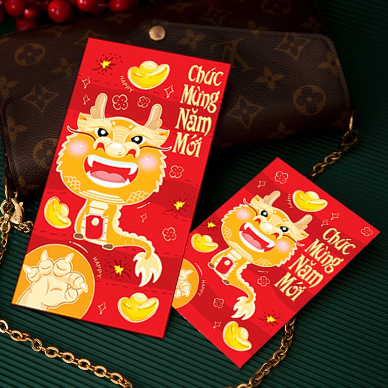 Set 6 Bao Lì Xì Năm Mới Họa Tiết Rồng Đỏ Dễ Thương