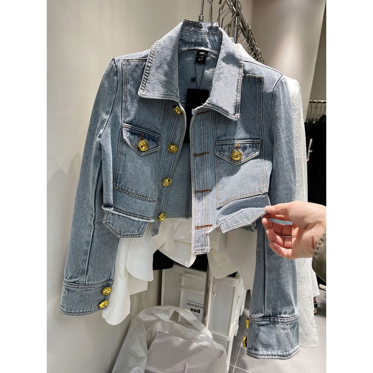 Áo Khoác denim Tay Dài Dáng Rộng Thời Trang Mùa Thu 2023
