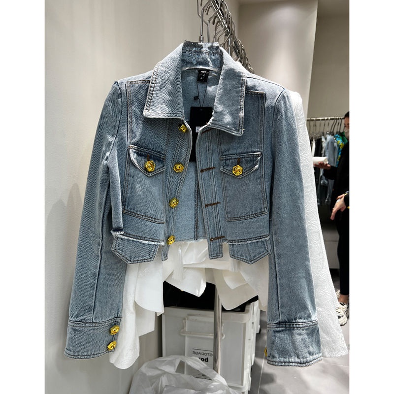 Áo Khoác denim Tay Dài Dáng Rộng Thời Trang Mùa Thu 2023