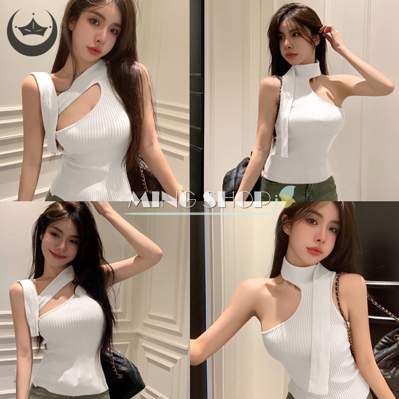 Áo Dệt Kim Hai Dây Màu Sắc Thời Trang Mùa Hè Cho Nữ