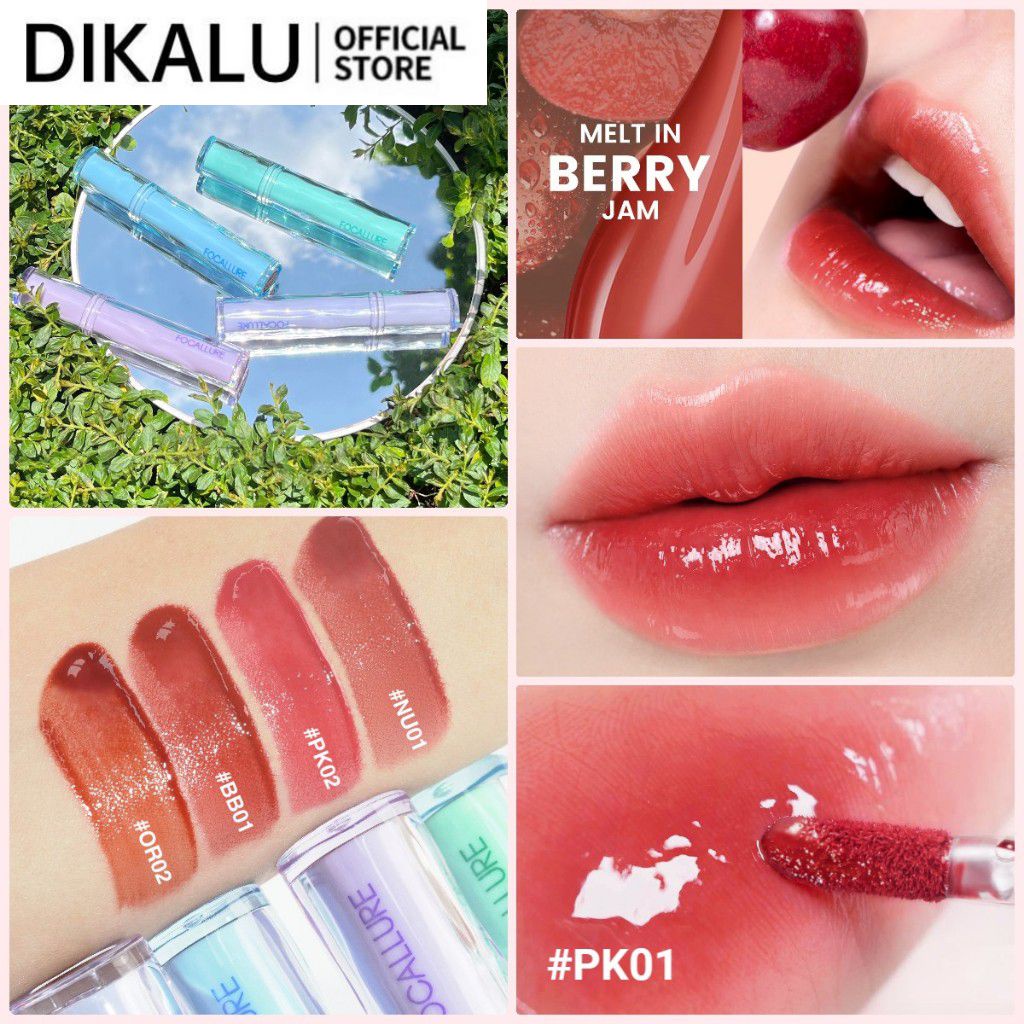 Focallure Pro-juicy Jelly Watery Tint Dew Lip Tint Hàn Quốc Bóng, Đầy đặn, Sắc tố cao như thủy tinh Lâu trôi Cảm giác môi trần Vẻ đẹp nhẹbí mật1