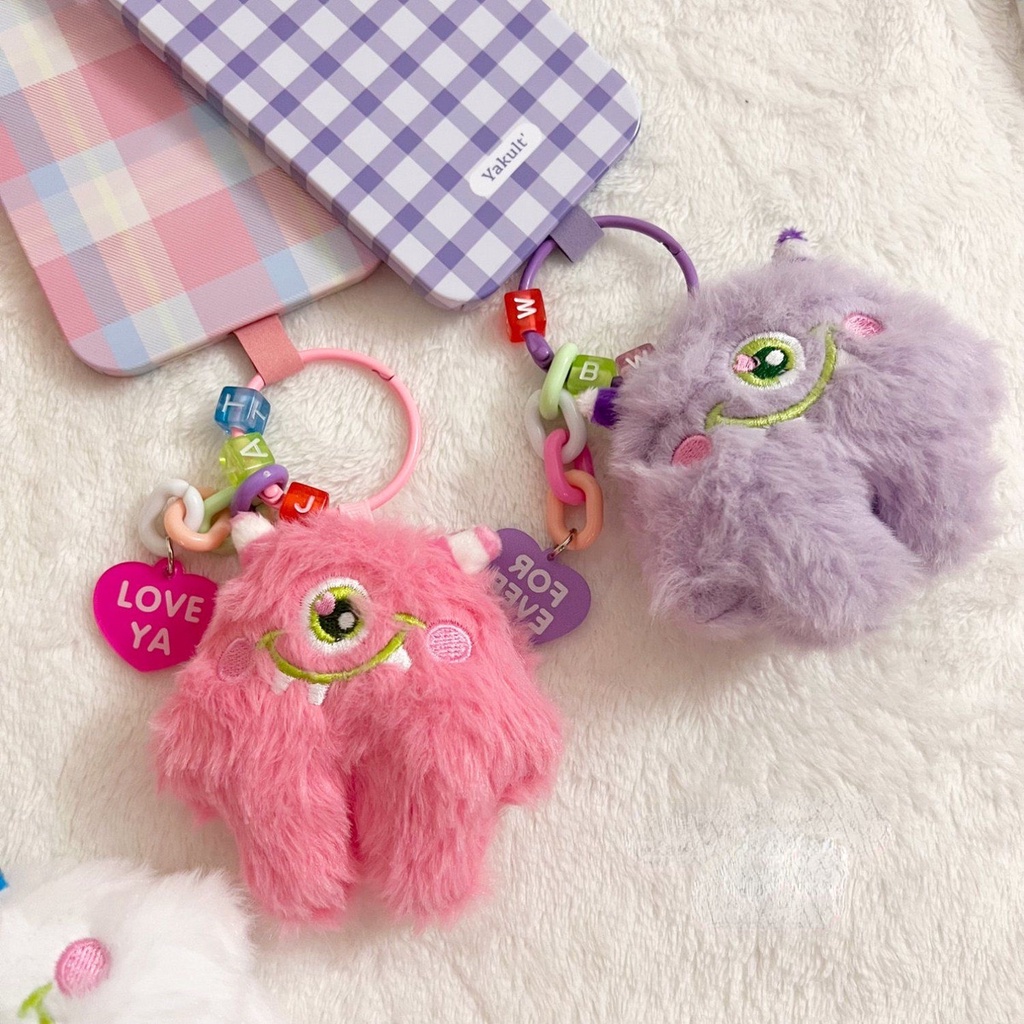 Panda~Tự Làm Búp Bê Móc Chìa Khóa Ban Đầu Than Bóng Con Quái Vật Túi Búp Bê Mặt Dây Chuyền Ngộ nghĩnh Móc Chìa Khóa Dễ Thương Sang Trọng Mặt Dây Chuyền Búp Bê 0212