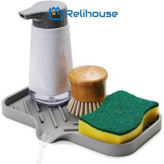 RELI Silicone Kitchen Soap Tray, Sink Tray Drain Sponge Rack, Sink Storage