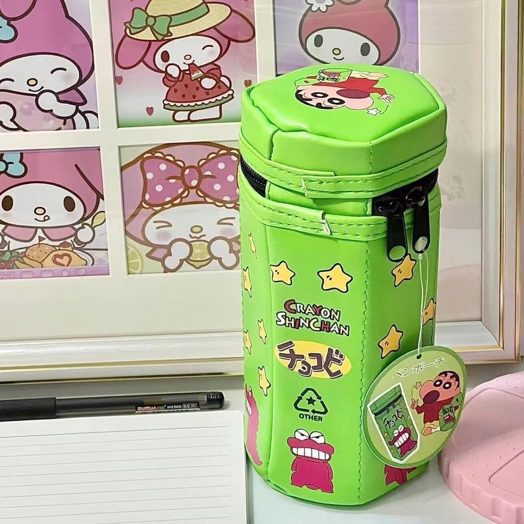🦄hàng Giao Ngay🦄 Túi Đựng Bút Chì Ba Chiều Có Khóa Kéo In Hoạt Hình Shin-chan Cá Sấu Lục Giác Sáng Tạo Niche