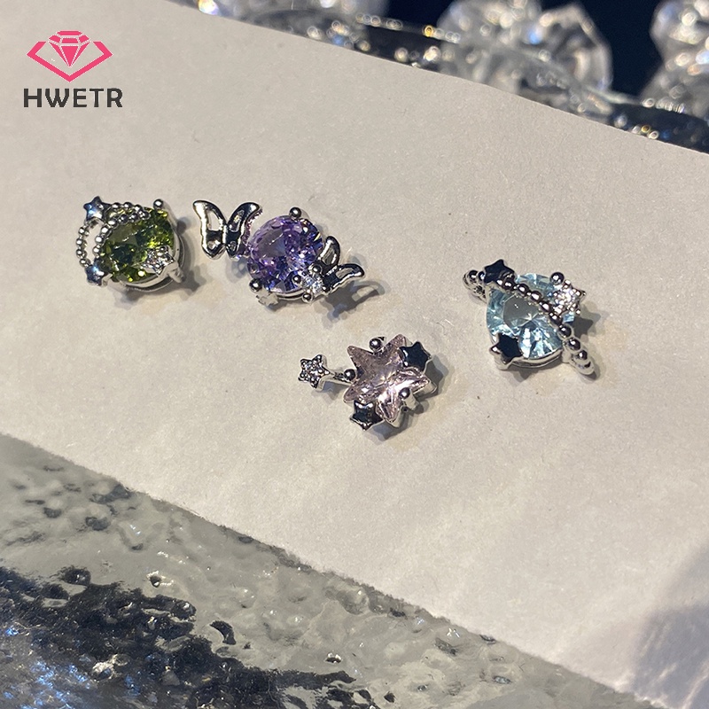 Bông Tai Đính Đá zircon Nhiều Màu Sắc Thời Trang Dành Cho Nữ Mới