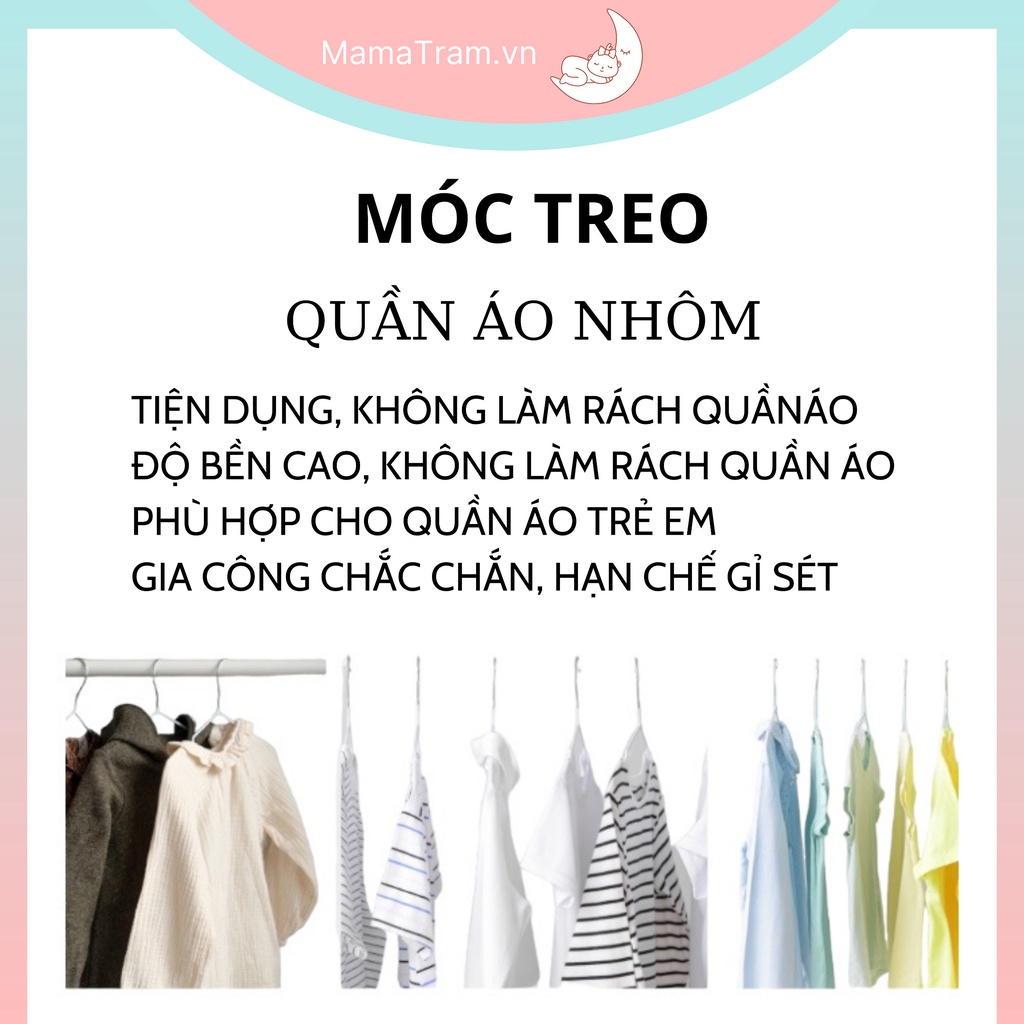 Combo 10 Móc Nhôm Treo Quần Áo Trẻ Em, Móc Phơi Đồ Cho Bé Kích Thước 27*15cm