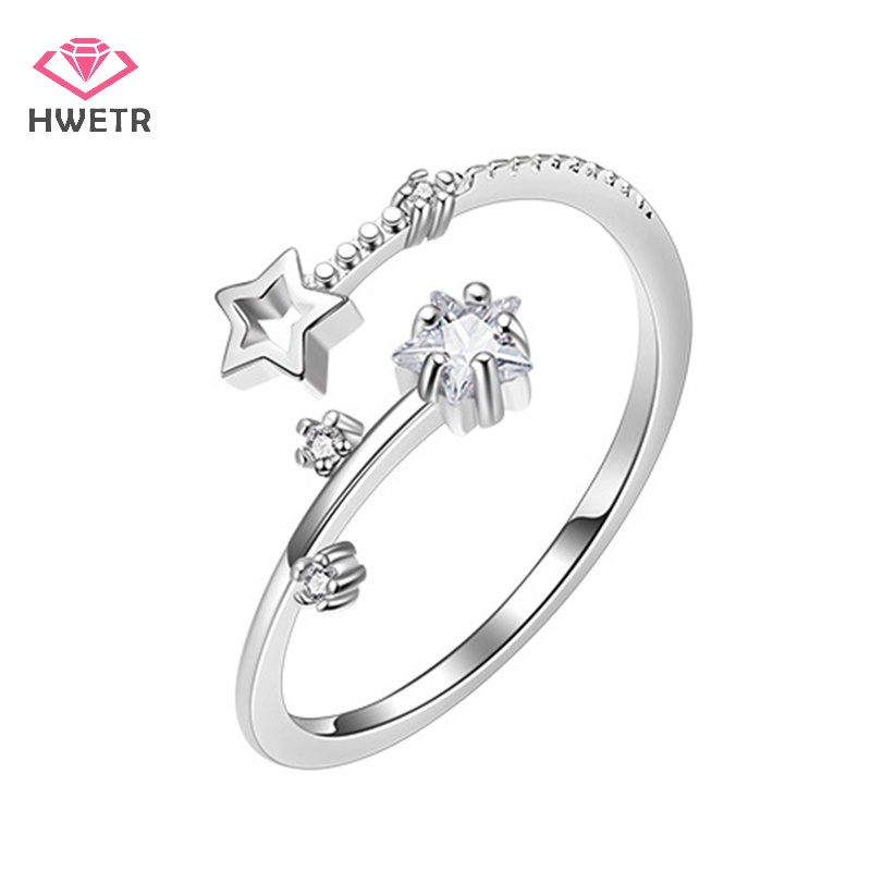 Nhẫn Hở Hình Ngôi Sao Năm Cánh Đính Đá zircon Thời Trang Hàn Quốc Cho Nữ Mới