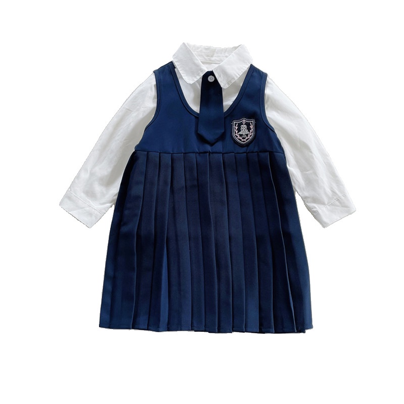 Bộ Áo Sơ Mi Tay Dài + Váy Yếm Thời Trang 2023 Cho Bé Gái