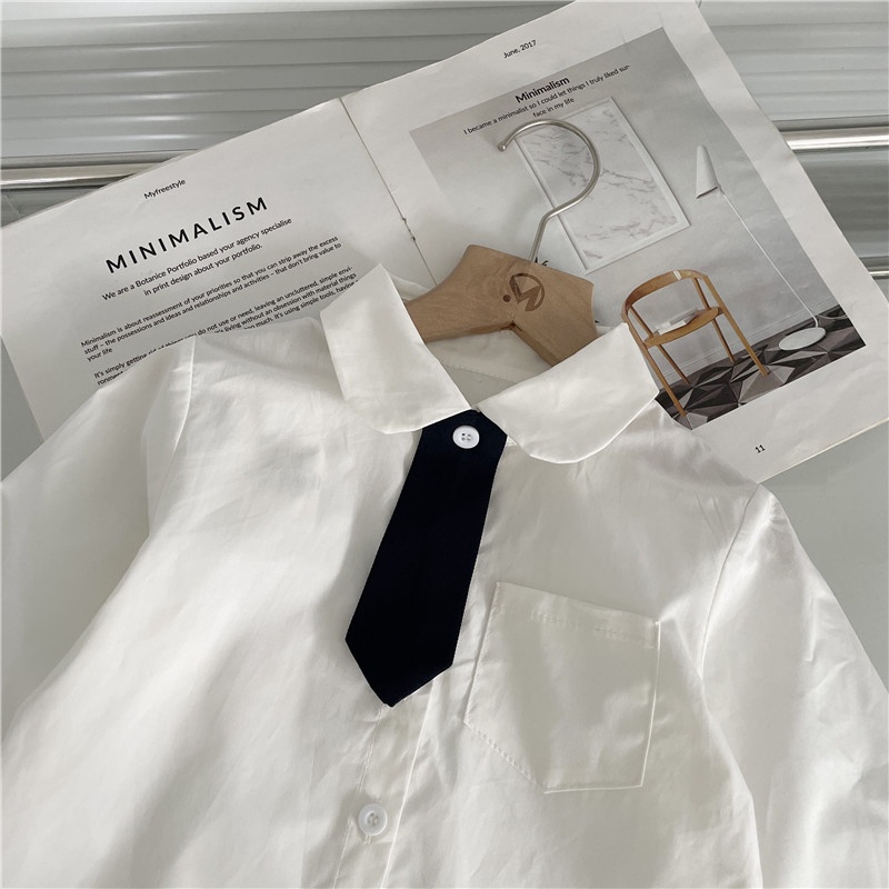 Bộ Áo Sơ Mi Tay Dài + Váy Yếm Thời Trang 2023 Cho Bé Gái