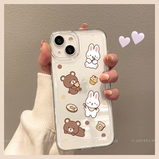 Ốp Điện Thoại Trong Suốt In Hình Gấu Và Thỏ Chống Rơi Cho iphone11 12 13pro max x xr xs max se 7 plus 8 plus 14 pro max