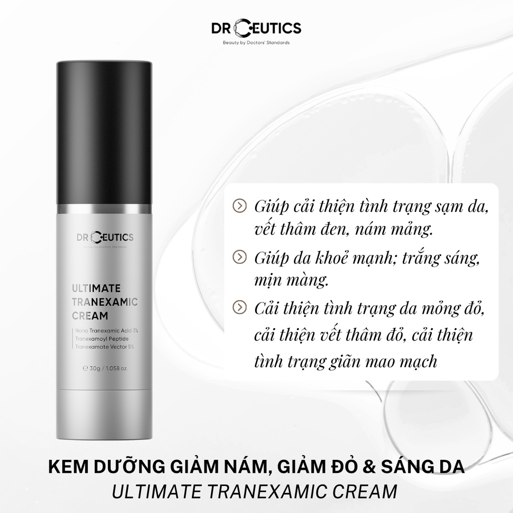 Kem dưỡng DrCeutics Ultimate Tranexamic Cream giảm thâm nám, cải thiện da mỏng đỏ, giãn mao mạch 30g