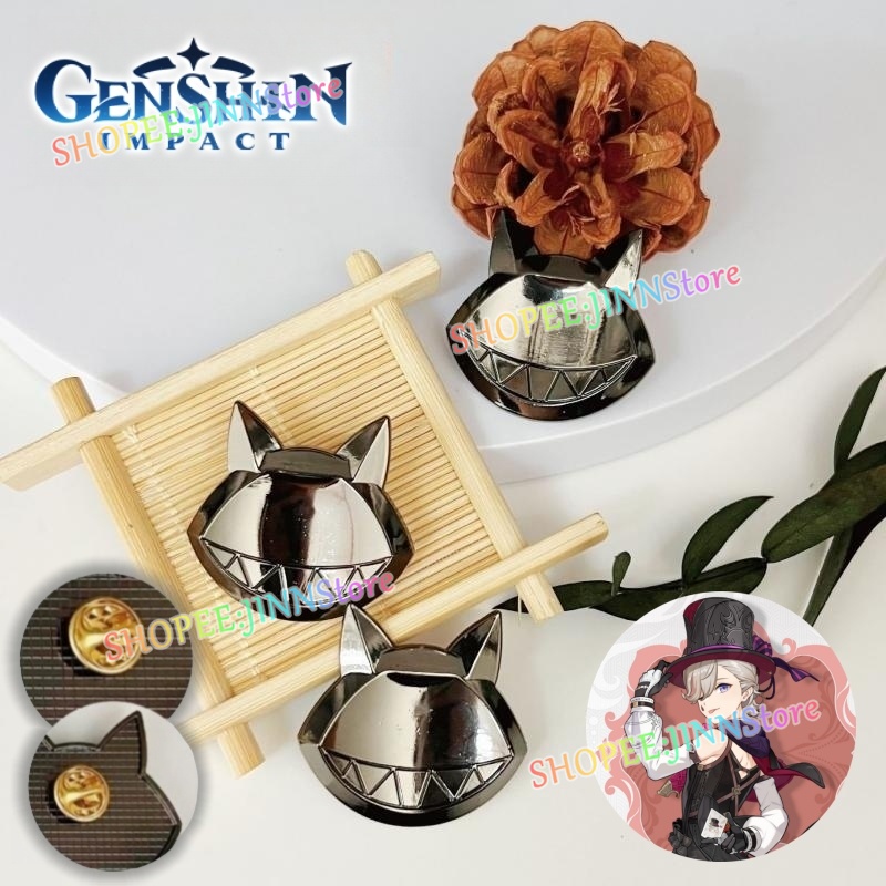 - Jn - Trâm Cài Áo Kim Loại Hình Mèo lyney Trong game genshin Cho Nữ