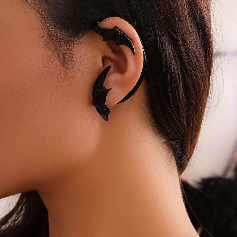 San * Khuyên Kẹp Vành Tai Cánh Dơi Bằng Kim Loại Không Xỏ Lỗ Phong Cách gothic punk Cho Nữ