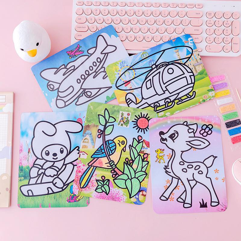 Bộ Tranh Cát Màu Hoạt Hình Thủ Công Dành Cho Trẻ Mẫu Giáo