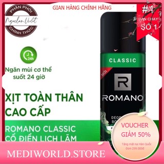 Xịt khử mùi toàn thân Romano Classic 150ml -Mẫu mới