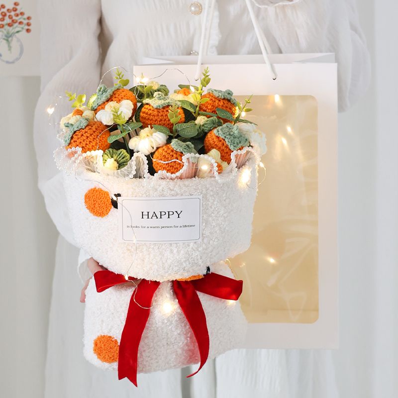 Bó Hoa Cẩm Chướng Trái Cây Dâu Tây Bằng Len Sáng Tạo Làm Quà Tặng Sinh Nhật Nữ Gửi Bạn Gái Ngày Của Mẹ