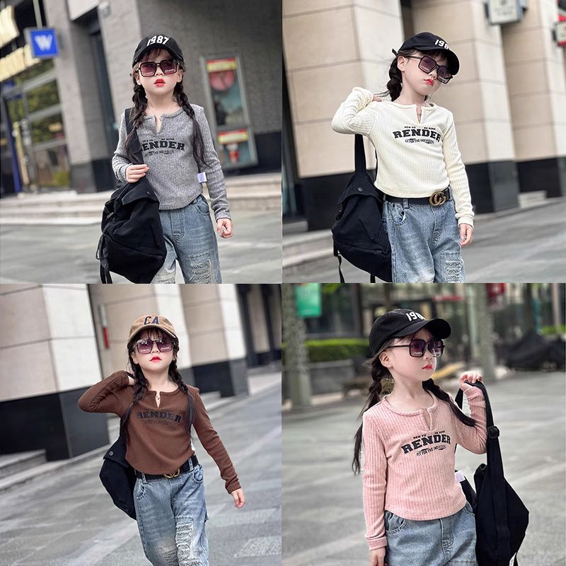 Áo Thun Tay Dài Phong Cách Hàn Quốc Thời Trang Xuân Thu Mới 2023 Dành Cho Bé Gái