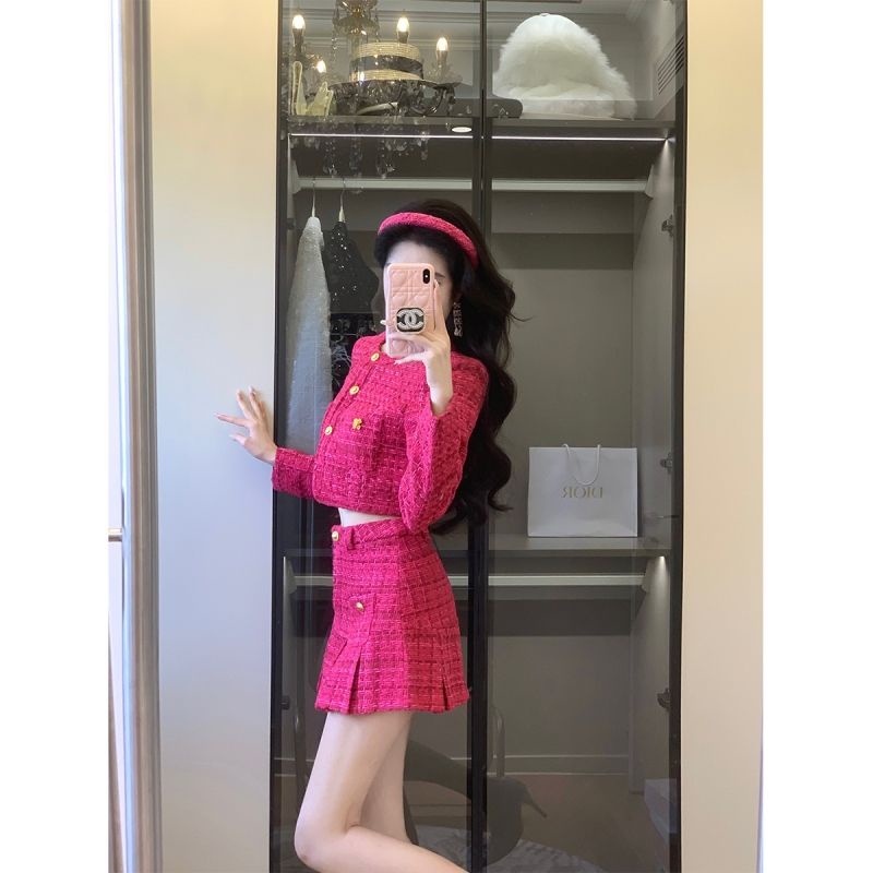 Set Áo Lửng Ngắn Tay + Chân Váy Chữ a Lưng Cao Thời Trang Nữ