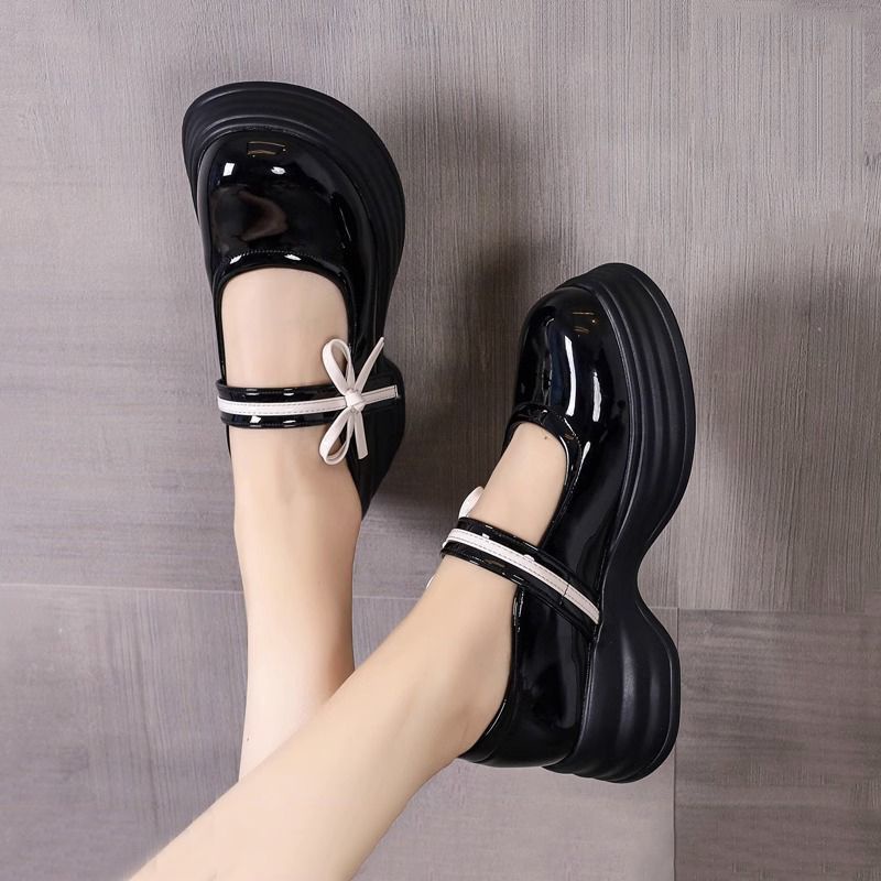 Giày Búp Bê Da Đế Dày Đính Nơ Xinh Xắn Cho Nữ