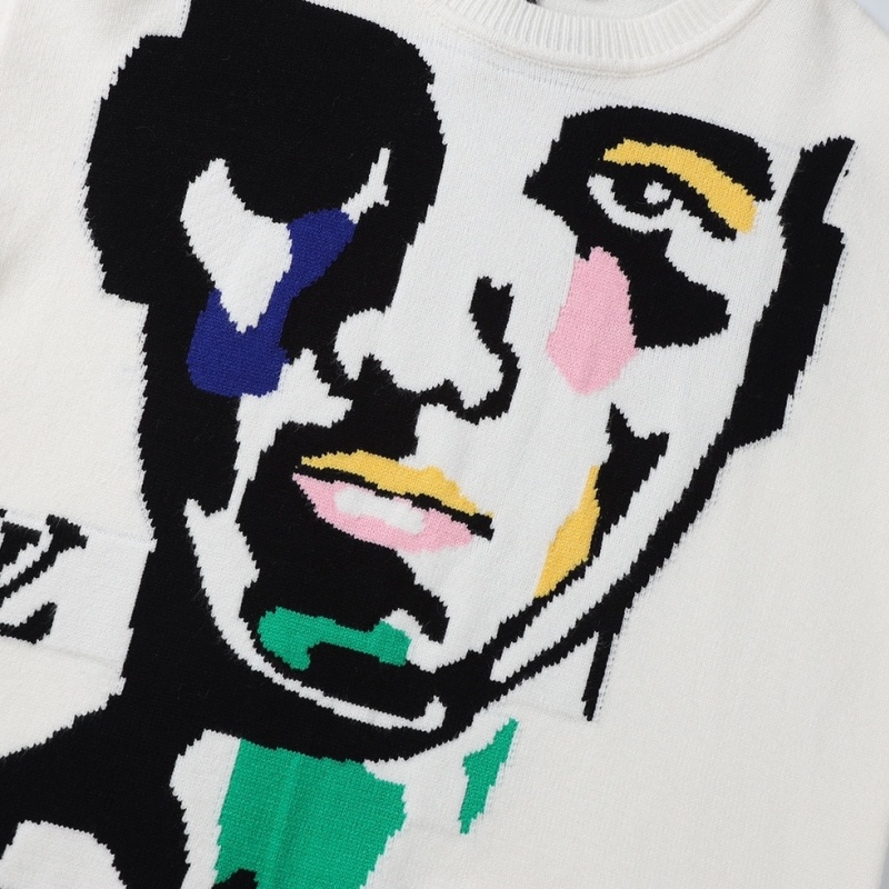 Sản Phẩm Bán Chạy! l-v - Sản Phẩm Bán Chạy! Áo sweater unisex Mẫu Khuôn Mặt jacquard Đặc Biệt Xinh Đẹp Và Đa Năng