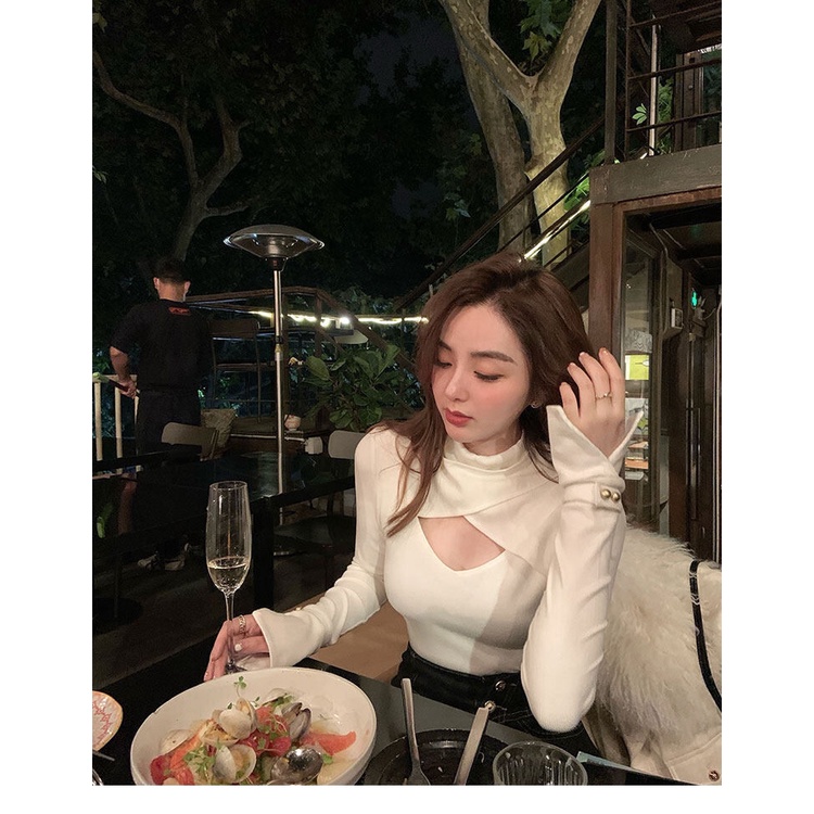 Áo Thun Tay Dài Thời Trang Thu Đông Quyến Rũ Cho Nữ
