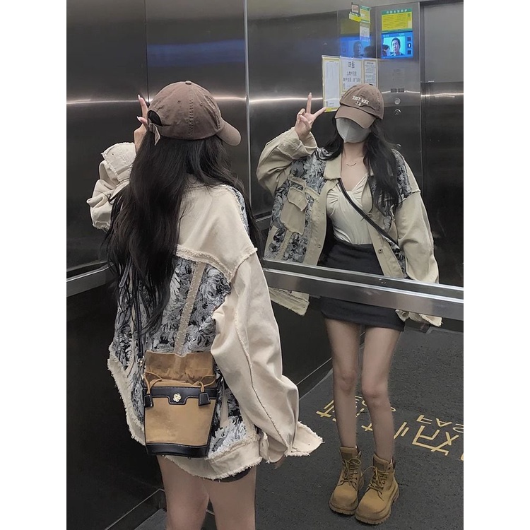 Áo Khoác Jeans Nữ Phối Họa Tiết Thêu Phong Cách retro Mới