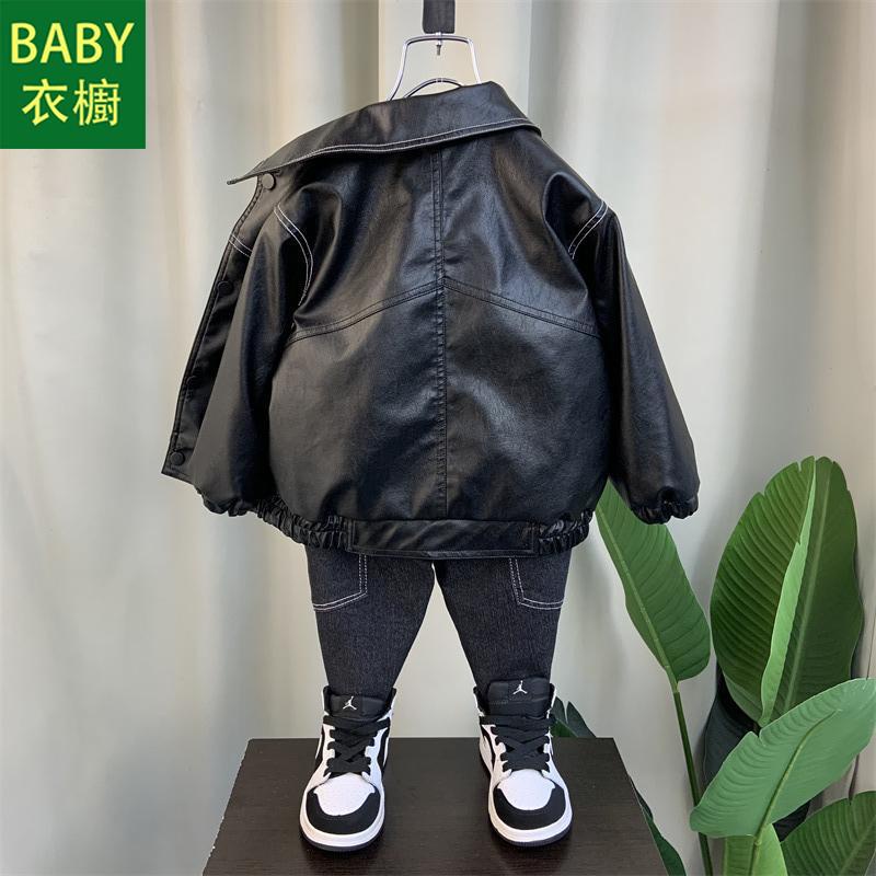 Áo Khoác Da Phong Cách Hàn Quốc Thời Trang Thu Xuân Dành Cho Bé Trai 2023