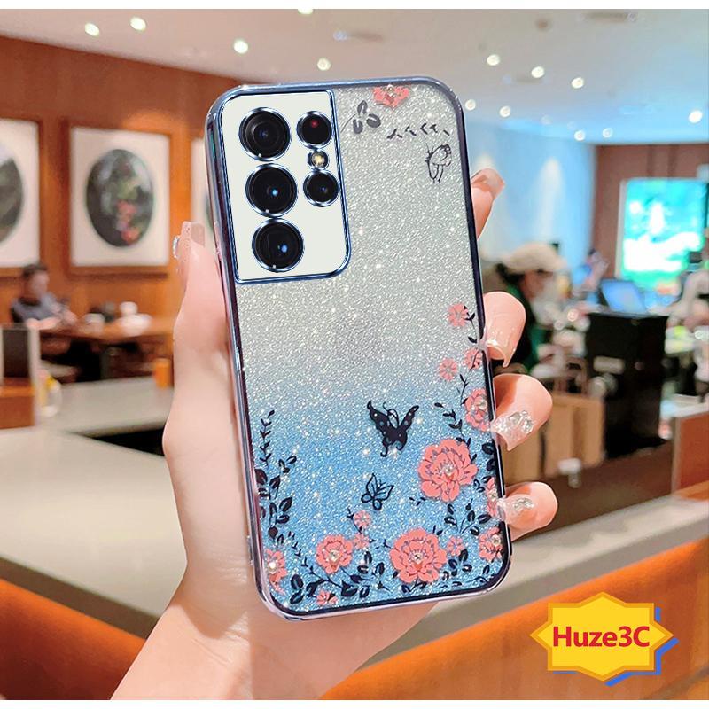 Ốp Lưng samsung s21 ultra s22ultra Ốp Điện Thoại Họa Tiết Hoa Và Bướm Cho samsung s21 ultra s22ultra s23ultra HYB