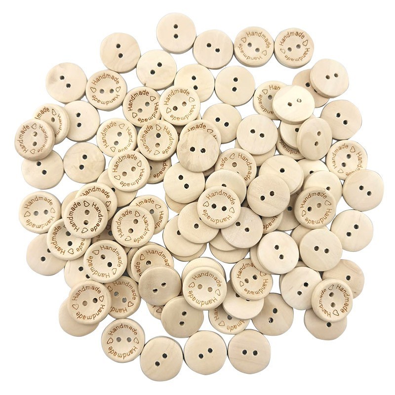 Set 100 Nút Gỗ 2 Lỗ 20mm In Họa Tiết Dễ Thương Dùng Để Trang Trí Đồ Thủ Công