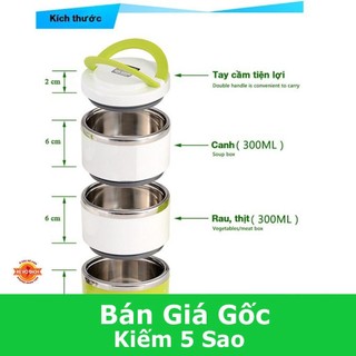 Cặp lồng cơm giữ nhiệt chấm bi ruột Inox