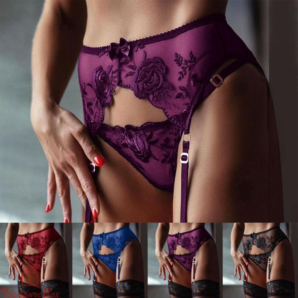 Elegant Lace Suspender Garter Belt with G string Women's Seductive Underwear