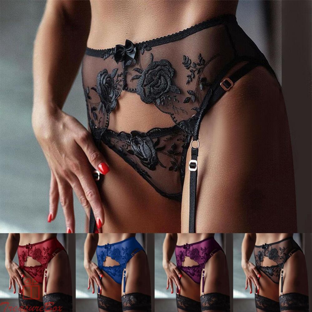 Elegant Lace Suspender Garter Belt with G string Women's Seductive Underwear